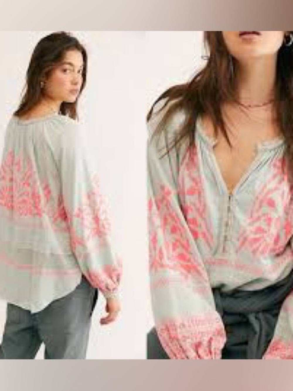 Free People Bohemian persuasion Balloon Long Sleeves Top Boho O/S Size Medium